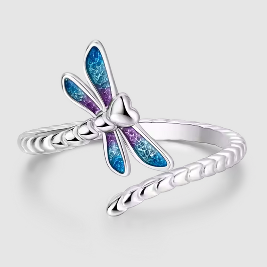 MULA 925 Sterling Silver Classic Dragonfly Ring with Zircon Fine Jewelry for Wedding Engagement Anniversary or Party Gift